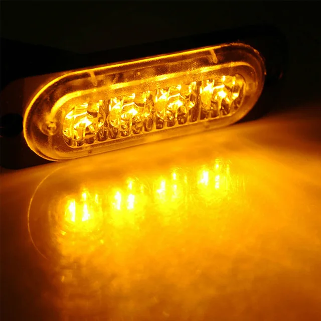4x 4LED Car Warning Light Grill Breakdown Light Car Truck Trailer Beacon Lamp LED Amber Side Light For Cars 12V - 24V
