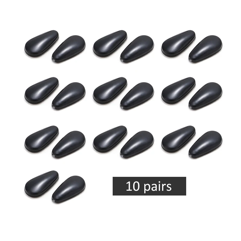 10 paia di naselli in silicone antiscivolo per occhiali da sole, colore nero, 1,8 mm