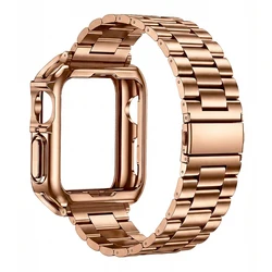 Premium Stainless Steel and TPU Watch Strap with Protective Case - 42mm 44mm 45mm (Rose Gold)
