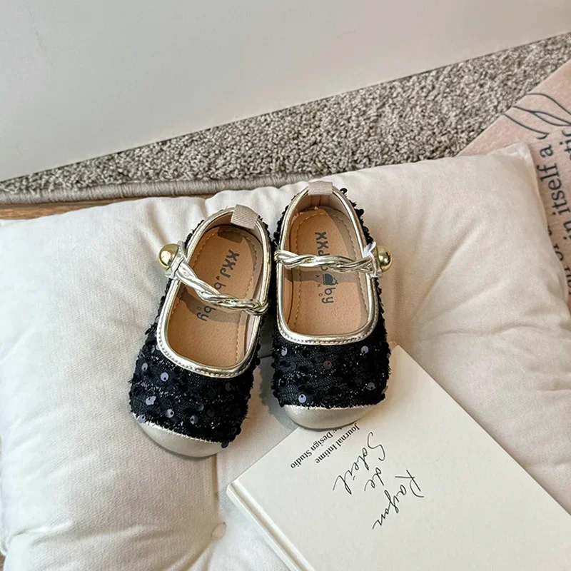 Children Mary Jane Leather Princess Shoes for Girls 2024 Spring New Soft Sole Party Sweet Shallow Mouth Cute French Single Shoes 6