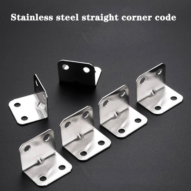 10 Staffe Angolari L 80x80 Mm Acciaio Inox - Con Viti Per Rinforzo Mobili