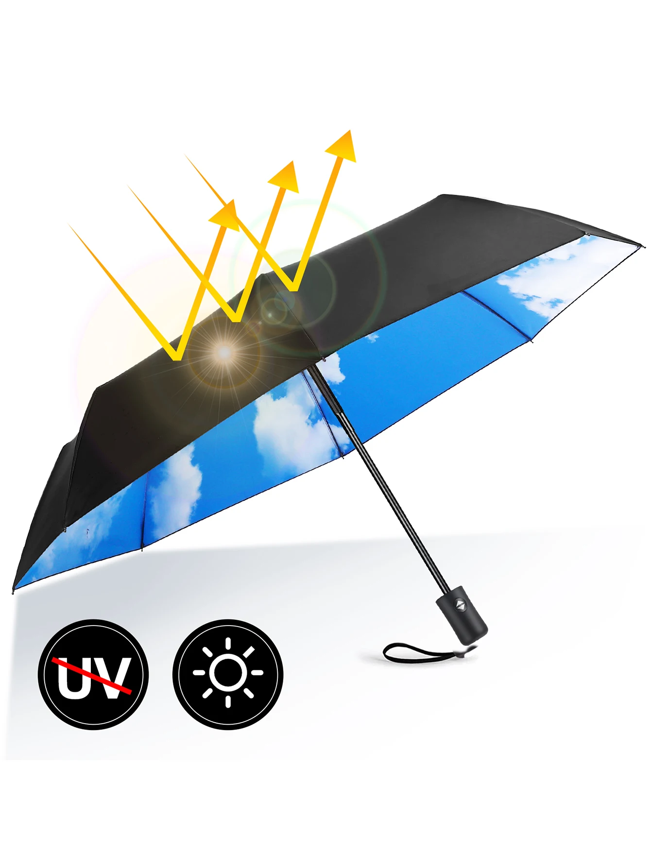 8 Ribs Blue Sky White Clouds Pattern Folding Automatic Windproof Anti-UV Rainproof Umbrella Men Car Luxury Women Umbrella folding umbrella automatic umbrella wind resistant umbrella windproof umbrella