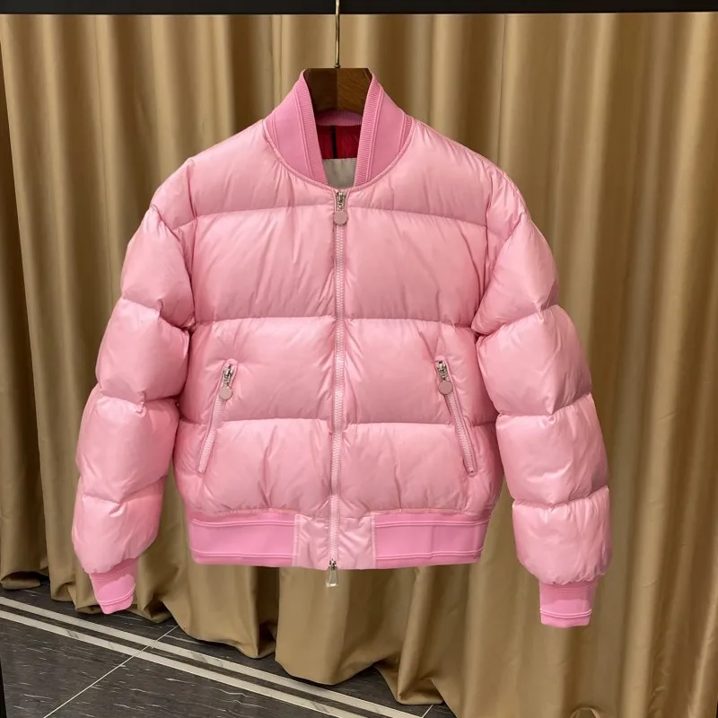 

wintertime female Stand collar Down jacket Y2K Casual jacket knit three-dimensional LOGO warm comfort fashion Flight Jacket