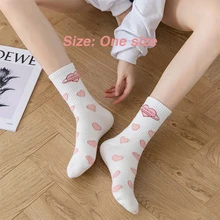 

Fashion Love Printed Kawaii Socks Cute White Black Slouch Women Socks Korean Style Cotton Harajuku Socks Short Stockings