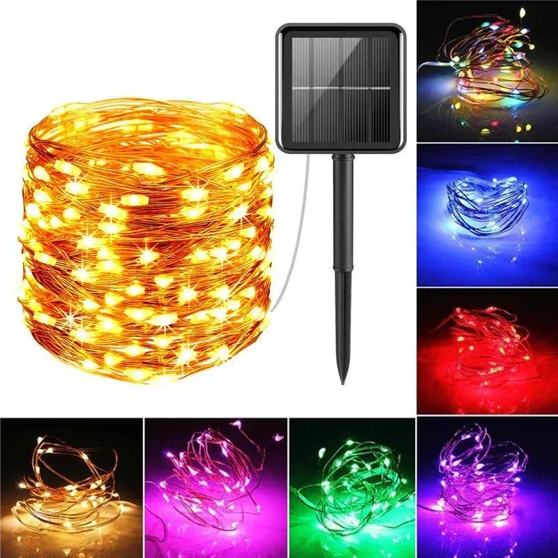 8Modes Outdoor Solar Fairy Lights LED Copper Wire Lights Xmas Lights Valentine's Day Decoration Wedding Birthday Decor