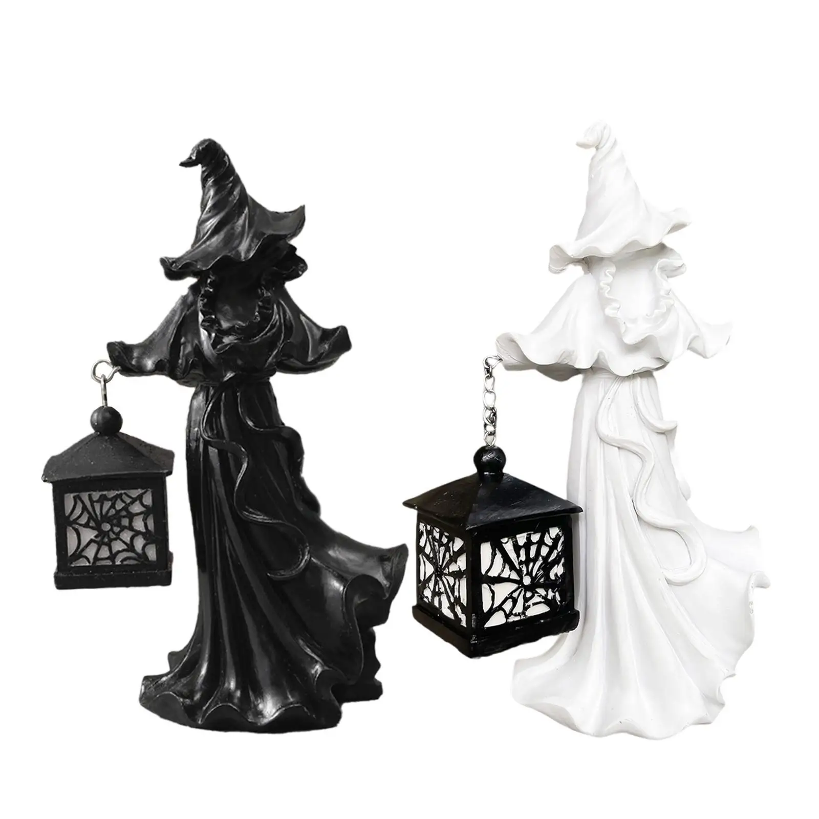 Witch Lantern Statue Halloween Decoration Desk for Holidays Clubs Restaurant