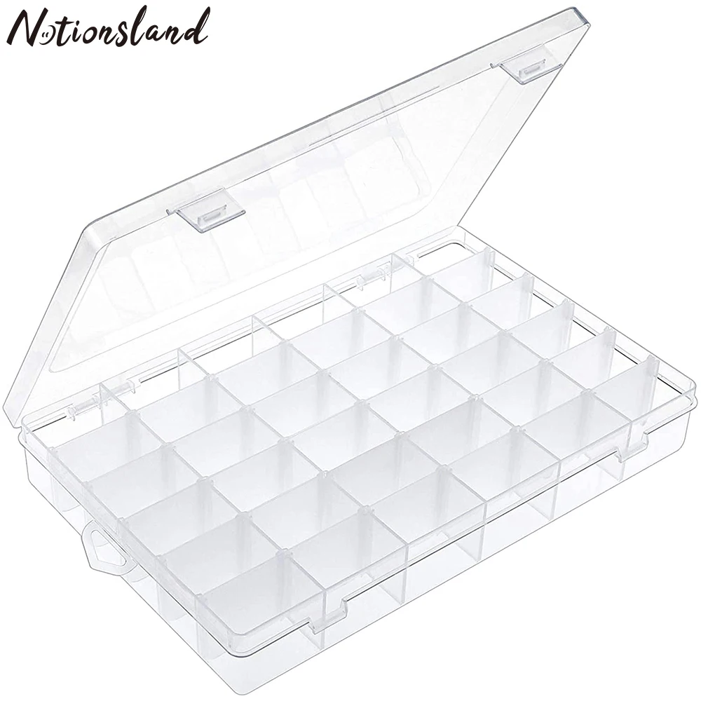 Jewelry Storage Box 24/36 Grids Plastic Organizer Box Craft Organizer Storage Adjustable Dividers Bead Box Fishing Tackles Jewelry