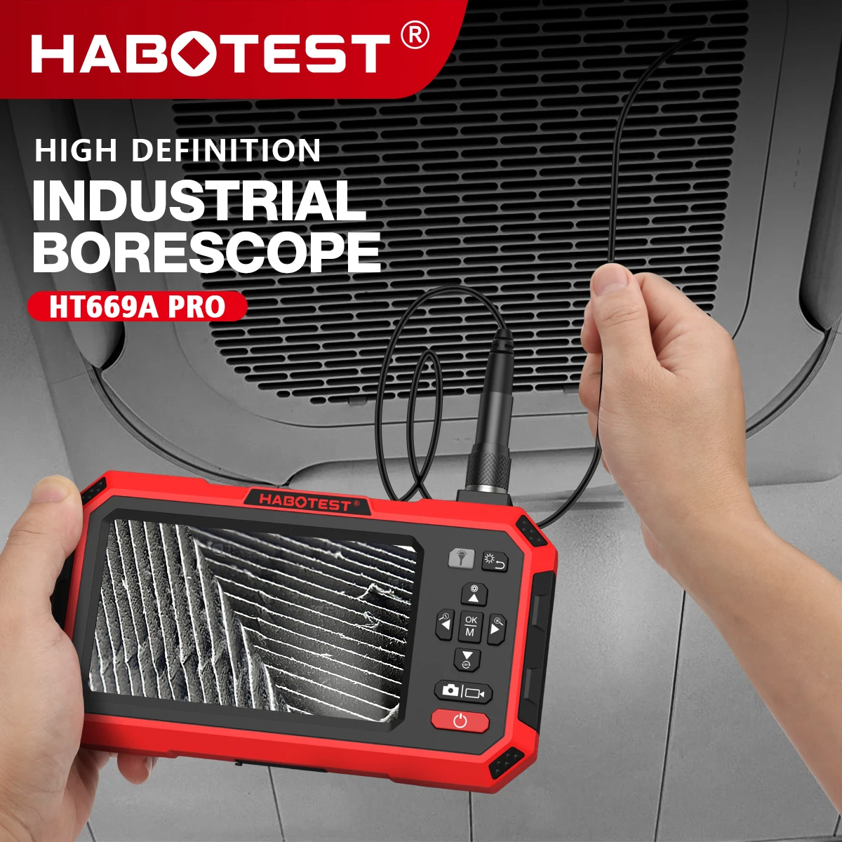 HABOTEST HT669A PRO 5-inch dual-lens endoscope 7MM Automotive Mechanical Sewer Pipe Inspection Camera Video Industrial Endoscope,inspection camera,mini endoscope camera