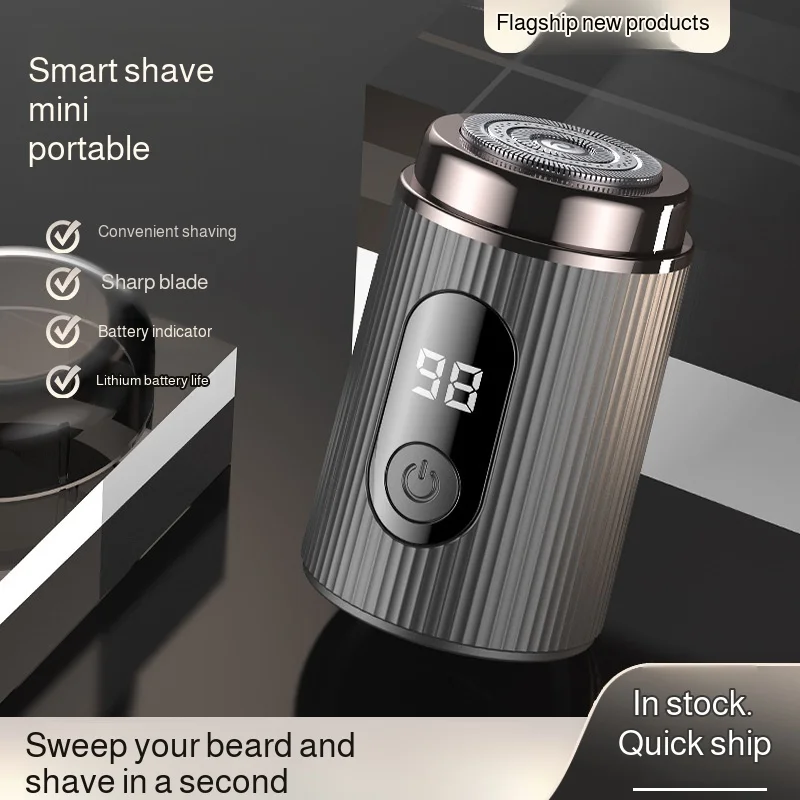 Men's Portable Intelligent Stainless Steel Curved Blade Electric Shaver TYPE-C Charging IPX7 Waterproof Shaver