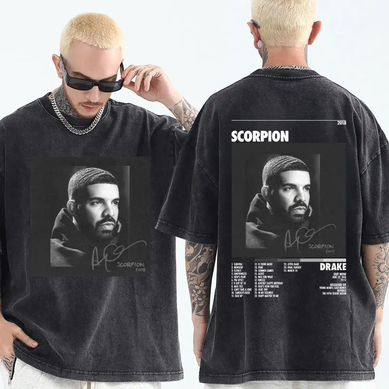 

Hip Hop Rapper Certified Lover Boy Album T Shirt Drake Boys Dark Grey Rinsing Short Sleeve Tees Summer Wash with Water T-shirt