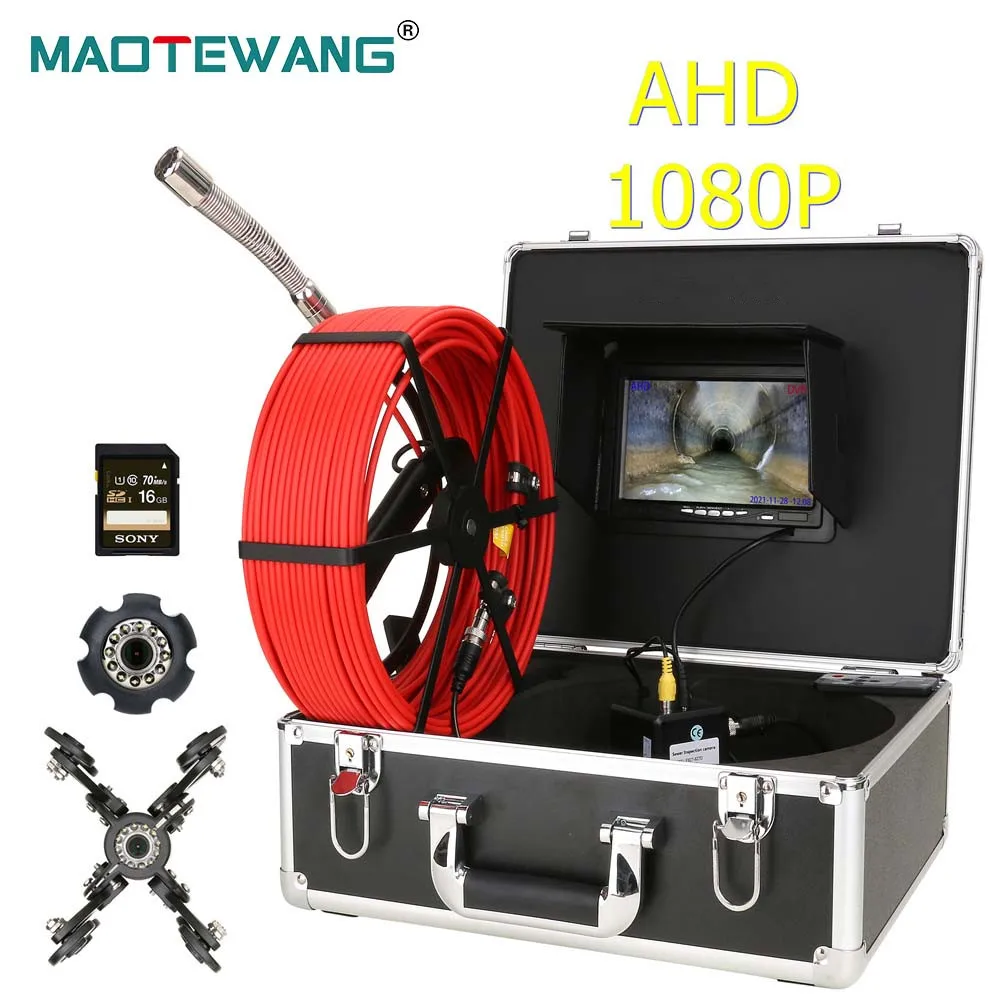 

MAOTEWANG 30M(100ft) Sewer Endoscope Camera DVR 7" IPS Monitor IP68 AHD 1080P Drain Pipeline For Industrial Pipe Inspection