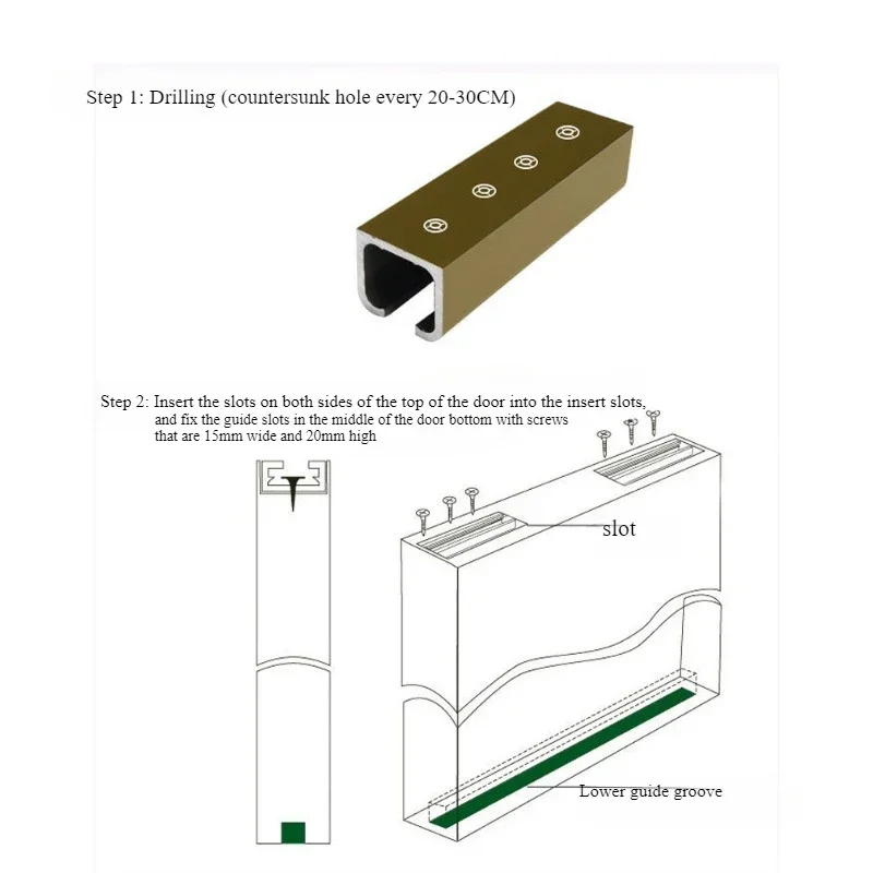 Sliding Barn Door Guide 2pcs 50cm Sliding Rail Lifting Rail Sliding Door Aluminum Alloy Wooden Door Fittings