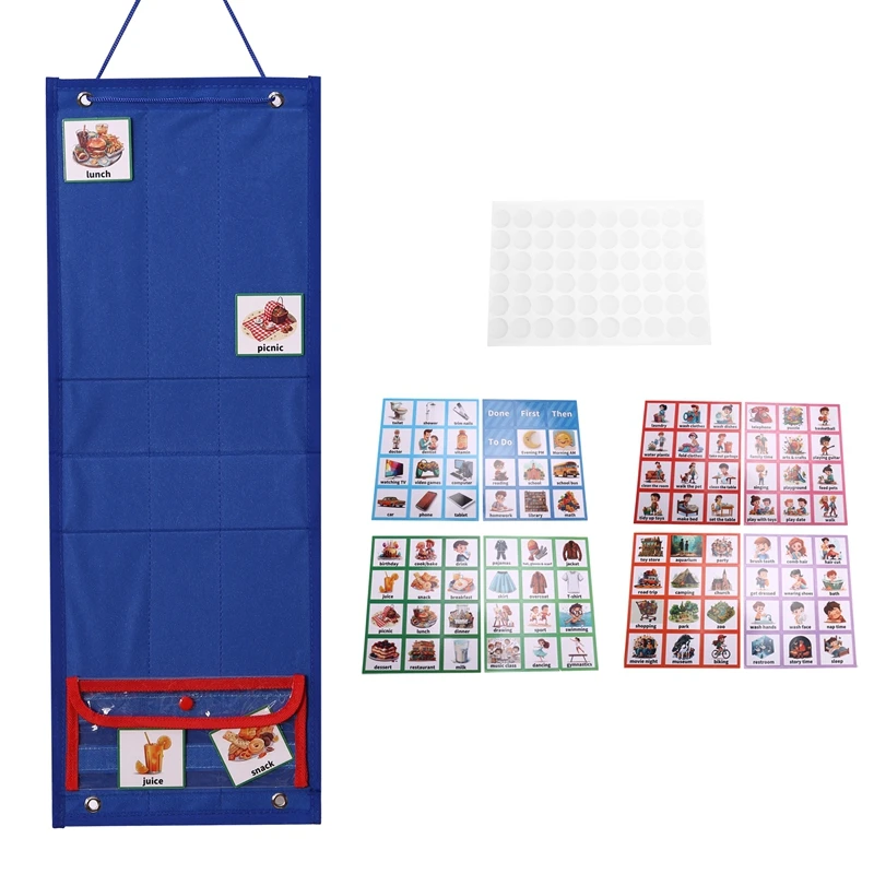 NALFI-Visual Schedule For Kids Daily Routine Chart With 70 Cards Calendar Pocket Autism Learning Behavioral Tool