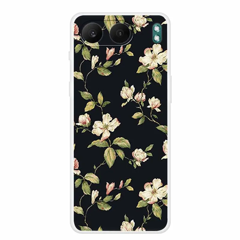 Clear Silicone Case with Landscape Flower Design - Soft TPU Back Cover