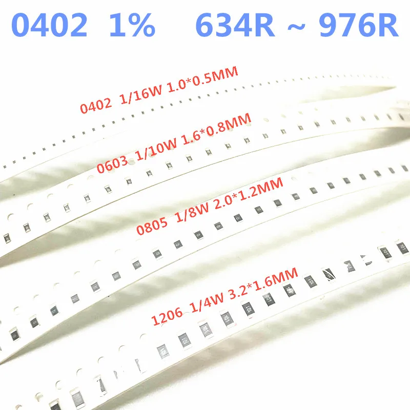 100pcs 0402 1% SMD resistor 1/16W 634R 649R 665R 680R 715R 732R 750R 768R 787R 806R 634 649 665 680 715 732 750 768 787 806 ohm 100pcs 0402 1% smd resistor 1 16w 634r 649r 665r 680r 715r 732r 750r 768r 787r 806r 634 649 665 680 715 732 750 768 787 806 ohm