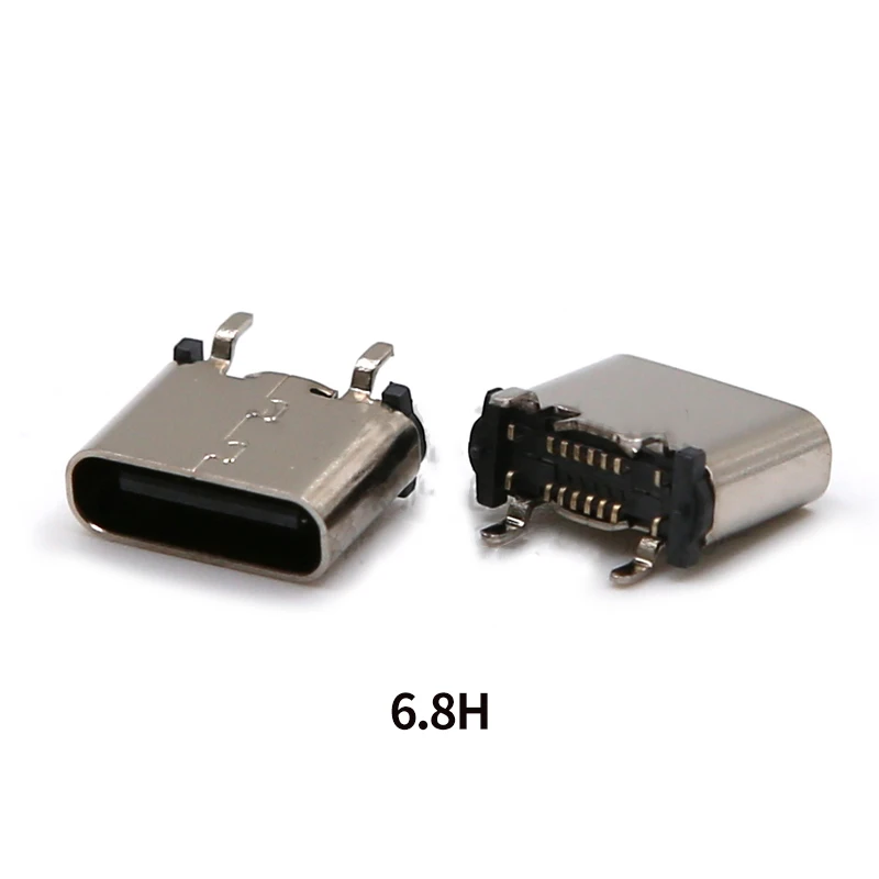 Dual Pack USB Type-C Female Sockets - Vertical Mount, Variety of Board Heights, 16-Pin Configuration