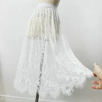 Demi-jupe taille haute en dentelle pour femmes, jupon, sous-robe, basique, été 4