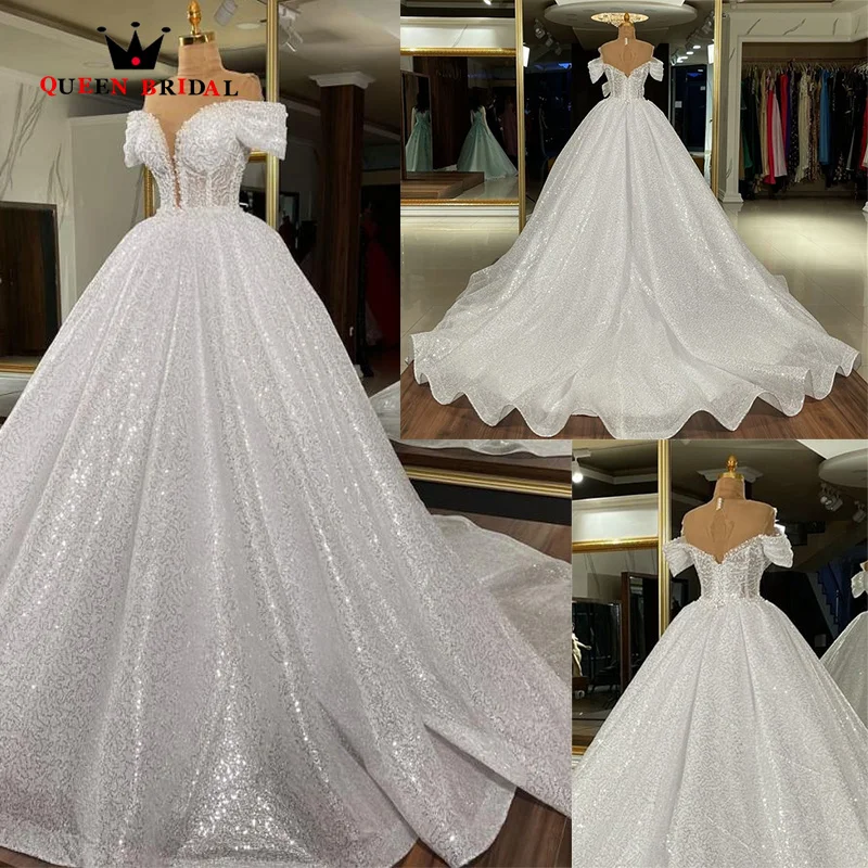 

Luxury Sequined Beading Lace Wedding Dresses 2024 Off Shoulder Sweetheart Floor-Length Bridal Gown Robe De Mariée Custom Z89Y