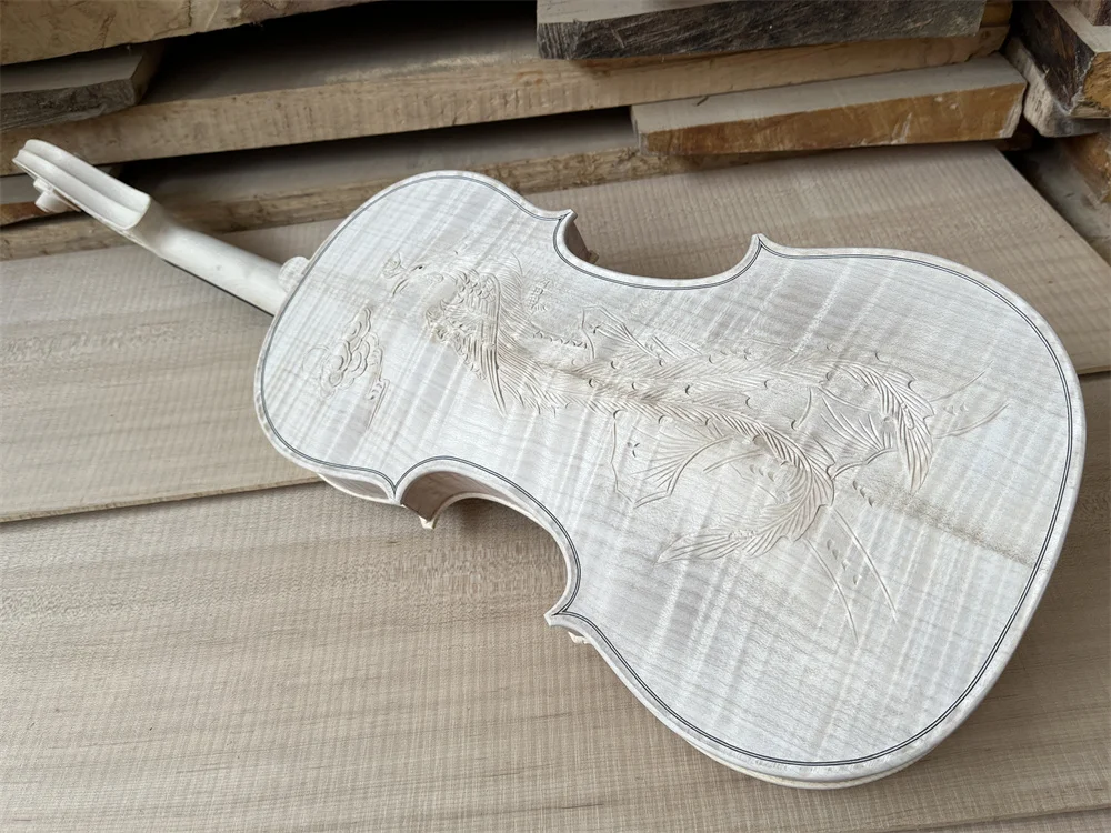 DIY VIOLIN White Violin Kit Violin without varnish fiddle Nice Carved 4/4 Cкрипка 4/4 كمان 바이올린 NO Case NO BOW