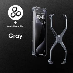 Sleek Aluminum Alloy Rimless Phone Case with Heat Dissipation Armor Design - iPhone 13 (Dark Gray B)