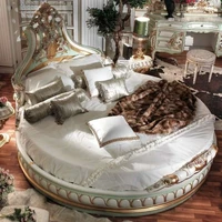 Lits de chambre à coucher pour adultes européens, taille Queen, style français moderne, double, luxe royal, lit rond victorien, ensemble complet de meubles italiens 3