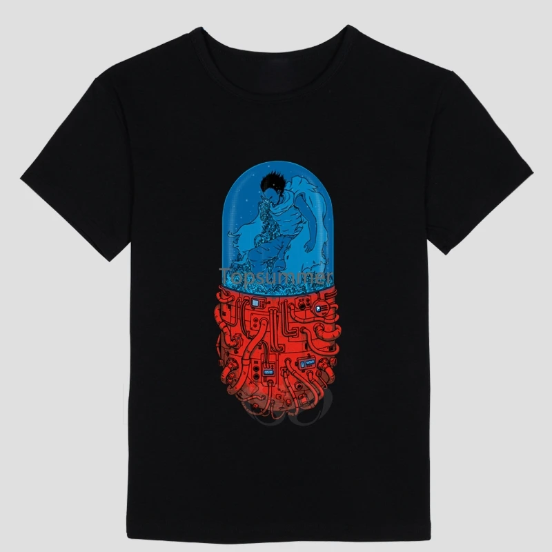 

Summer Short Sleeve T Shirt Mens Tshirt Japan Anime Akira Tetsuo Kaneda Neo Tokyo 100% Cotton Fitness T Shirt Male Clothing