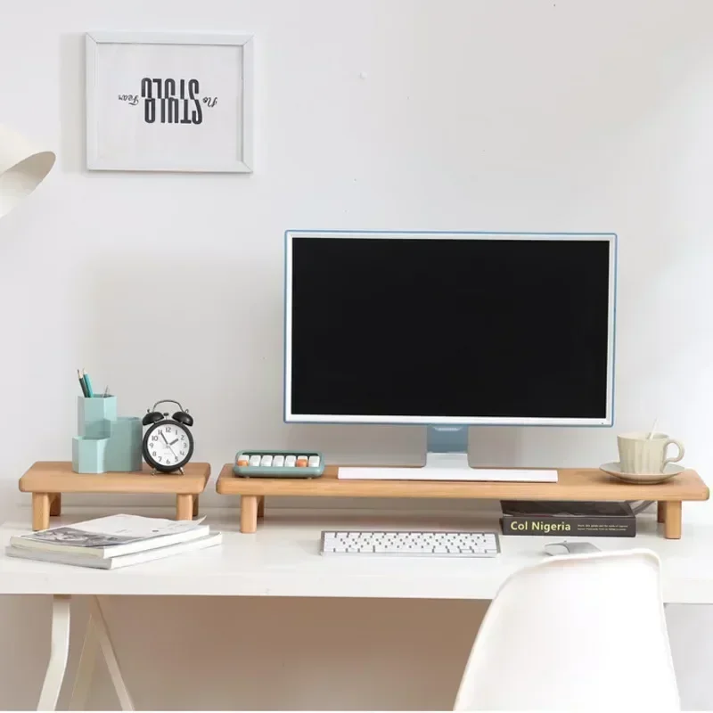 Solid Wood Desktop Height Increase Rack Table Computer Screen Base Partition Storage Holders Beech Wood Environmental Protection 2