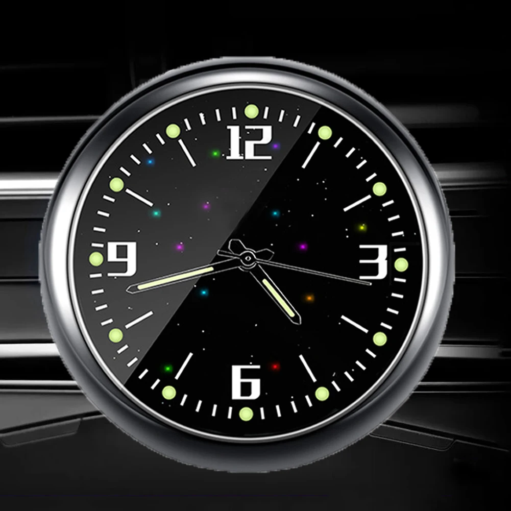 Luminous Car Clock Air Outlet Mini Quartz Clock Clip Auto Ornament Internal Stick-On Waterproof Watch Car Accessories Gift Car Clock Air Outlet Dashboard Clock