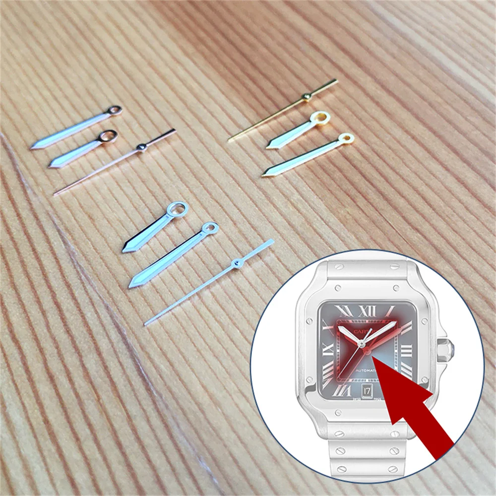 4072 Set Di Lancette Luminose Per Orologio Cartier Santos Large Cal.1847 Movimento Mc