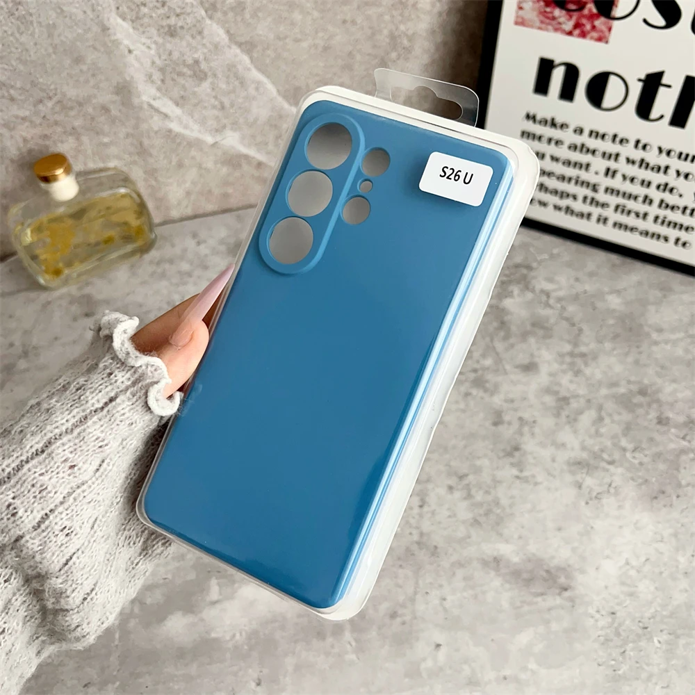 Solid Color Liquid Silicone Shockproof Case with Camera Lens Protection and Box