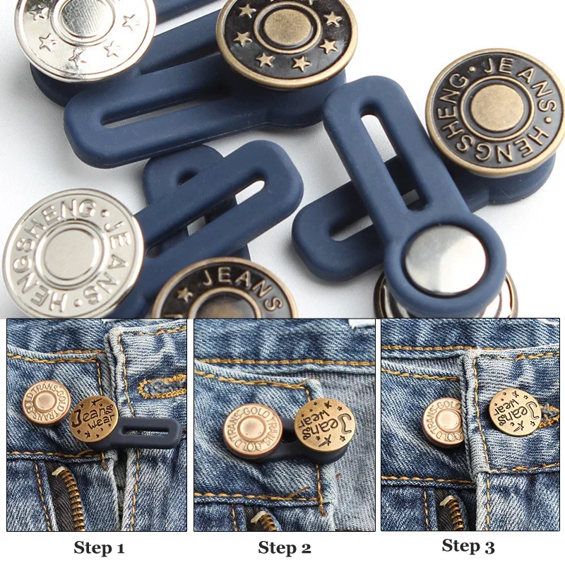 Jeans Retractable Button Buckle Clothing Pant Jeans Button Waistband Adjustable Extended Buckle Jeans Ceinture Sewing Button 2