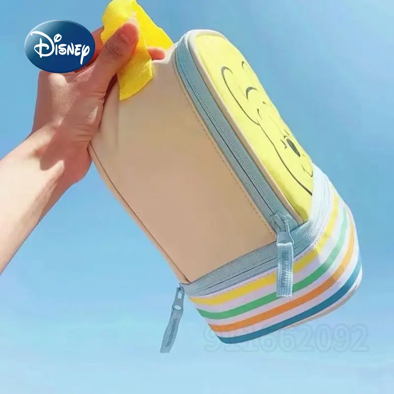 Disney Winnie Bear New Portable Makeup Bag Luxury Brand Makeup Bag Cartoon Fashion Large Capacity Storage Travel Makeup Bag
