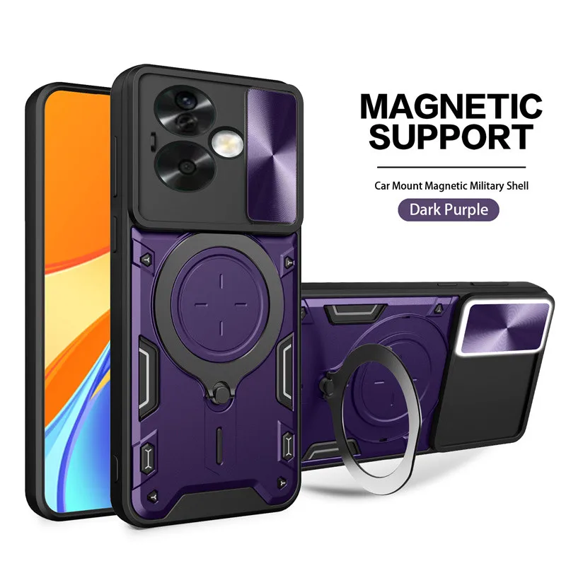 Shockproof Protective Phone Case with Ring Stand Holder and Lens Protection