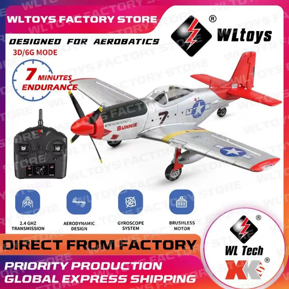 

Wltoys Xk A280 Rc Airplane P51 Fighter Simulator 2.4g 3d6g Mode Aircraft With Led Searchlight Plane Toys For Children