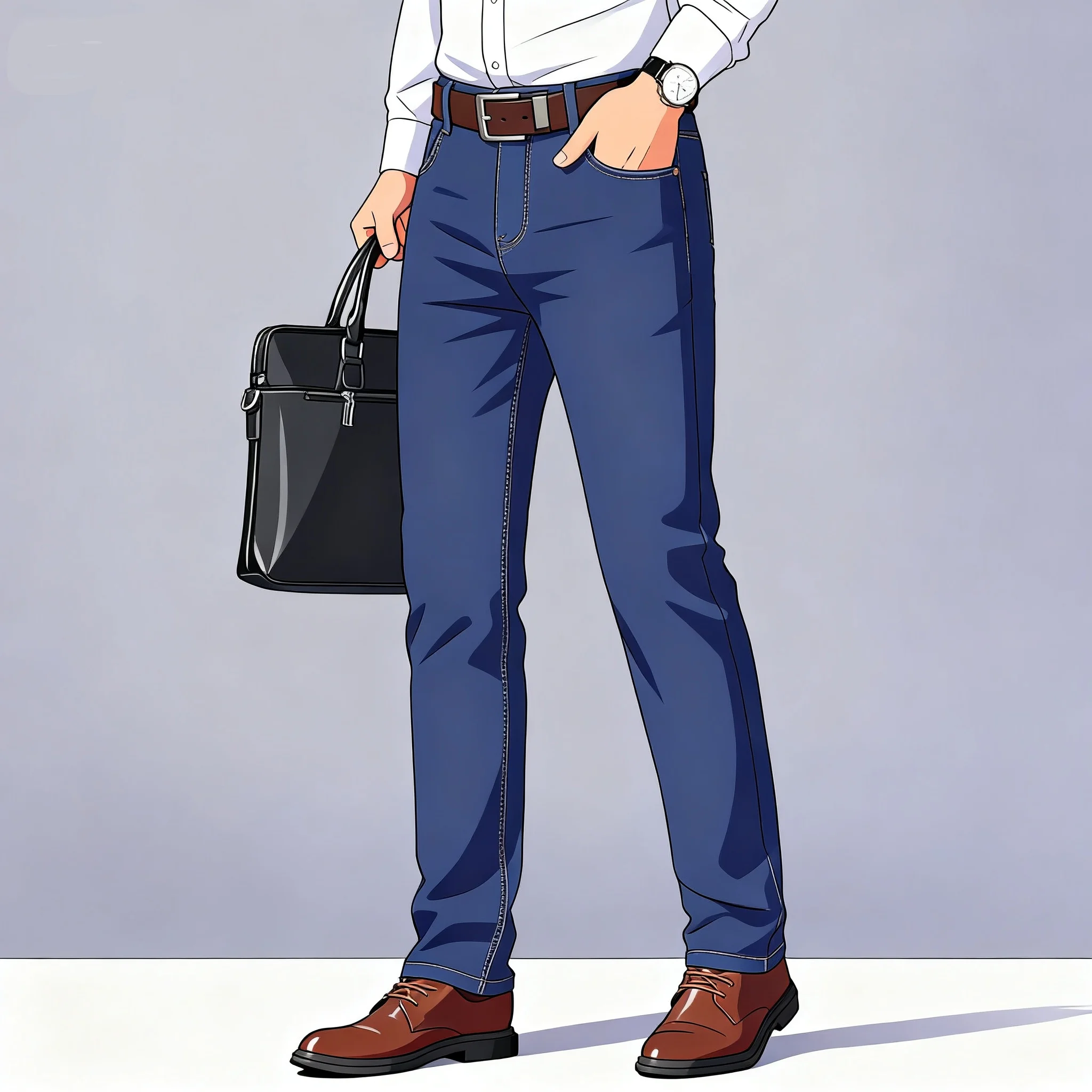 2024 Summer Thin Men's Elastic Cotton Jeans Fashion Gray Comfortable Business Straight Casual Pants High Quality Brand Trousers 2
