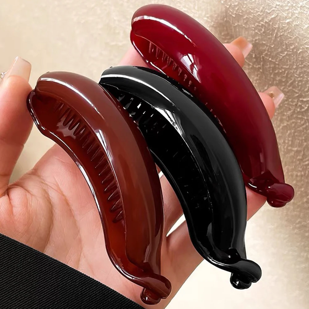 Banana Hair Claw Clips Clamp Barrettes For Women Korean Hairgrips Hairpin Girls Ponytail Hair Accessories Solid Color Headwear