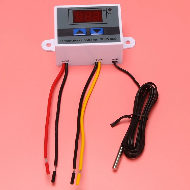 220V 디지털 LED 온도 컨트롤러 10A 온도 조절기, 스위치 포함, 디지털 디스플레이 인큐베이션 컨트롤러
