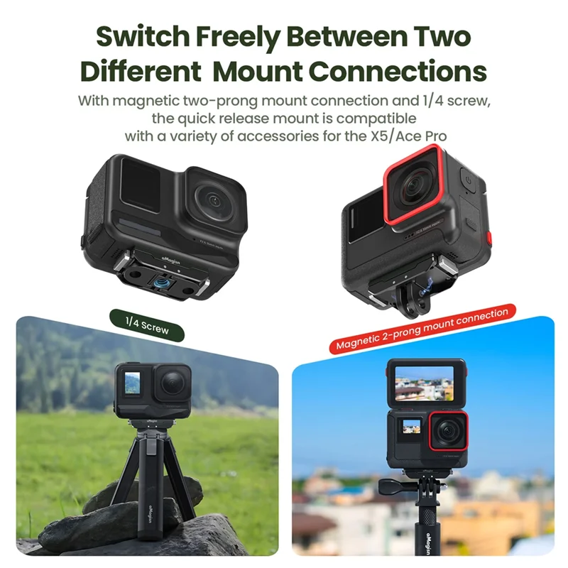 -RRKK AMAGISN Ace Pro 2 스포츠 카메라 홀더 브래킷 액세서리 용 금속 자기 퀵 릴리스베이스