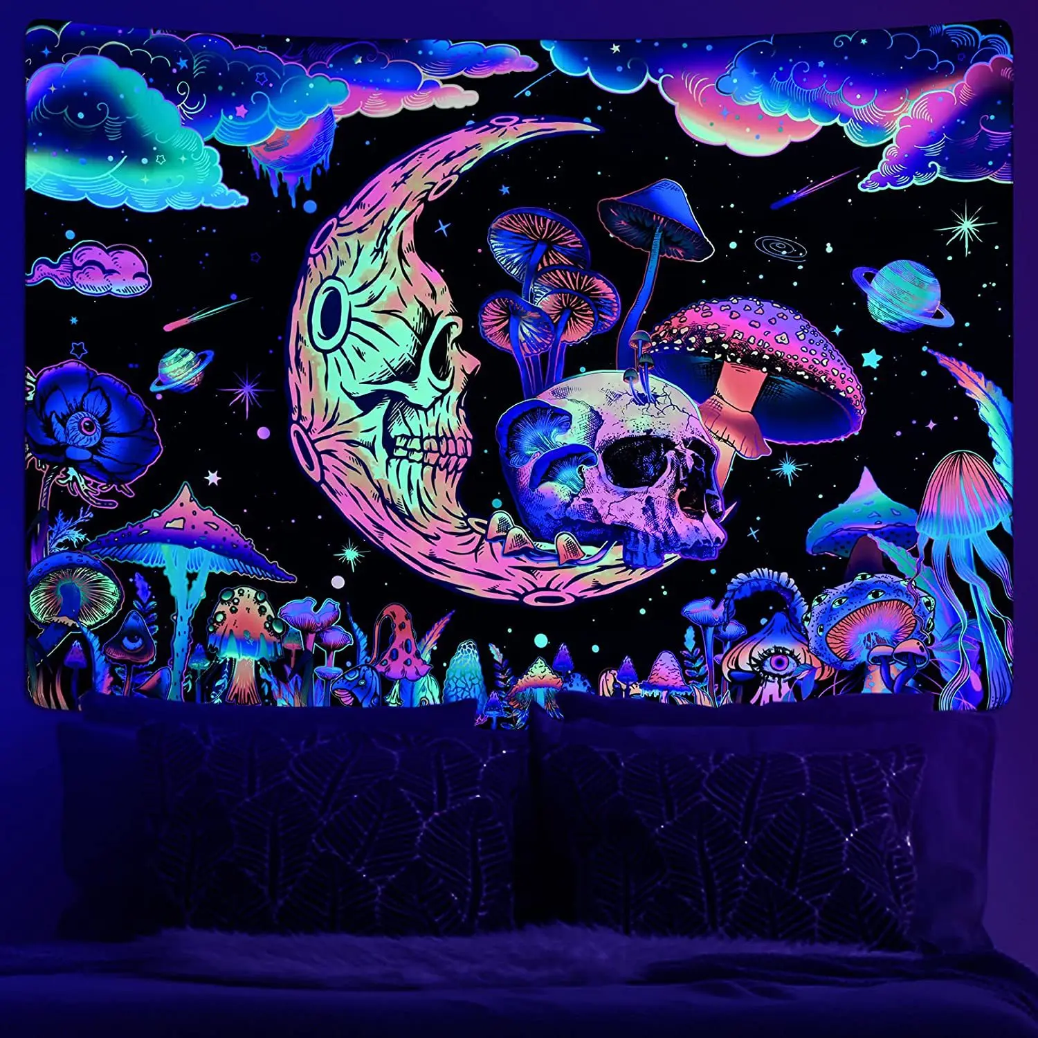 Astronaut UV Fluorescent Tapestry Aesthetics Wall Hanging Hippie Tapestry Bedroom Independent Room Decoration tapestry decorations