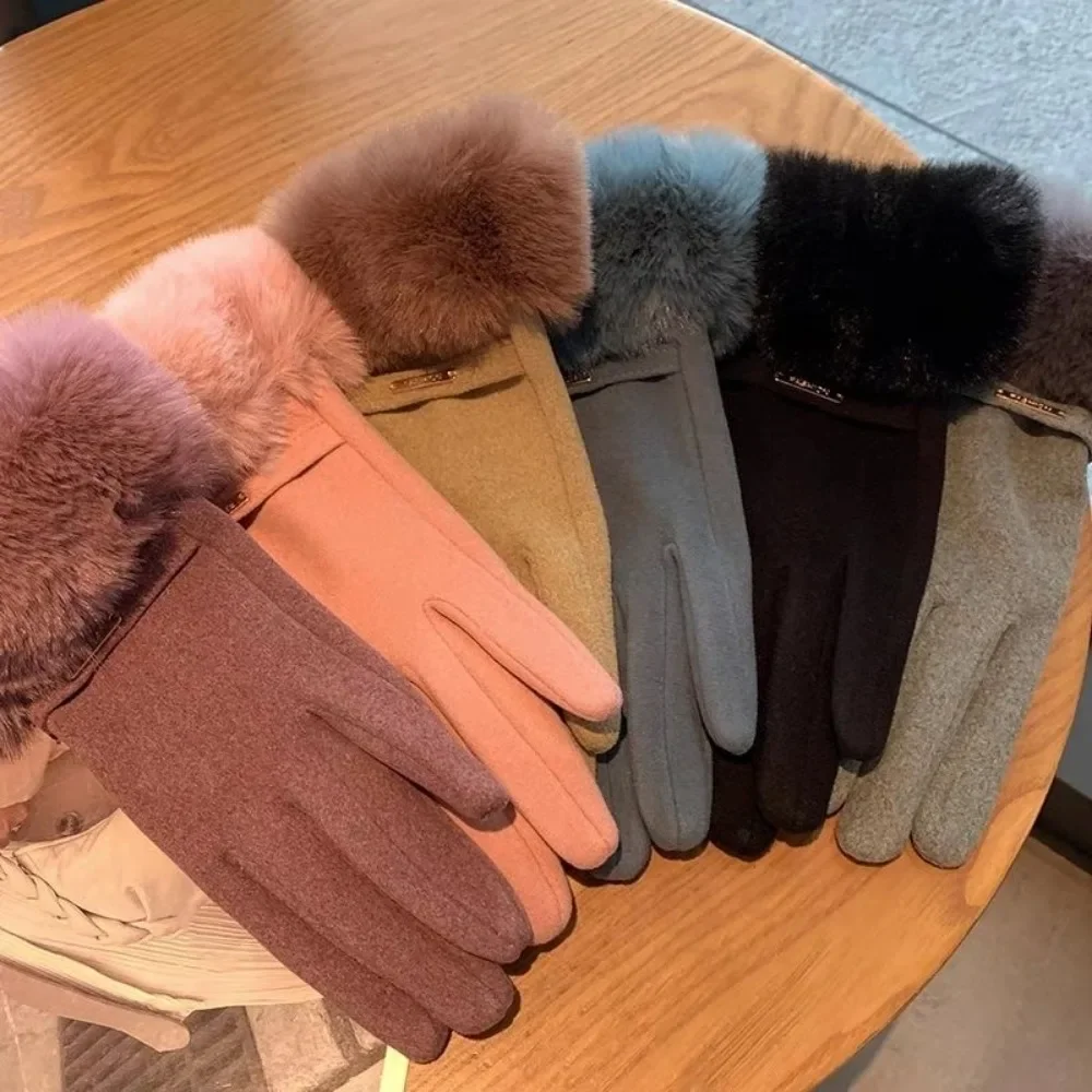 New Thick Plush Sleeves Suede Gloves Short Soft and Warm Solid Color Gloves Autumn and Winter Outdoor Cycling Windproof 장갑