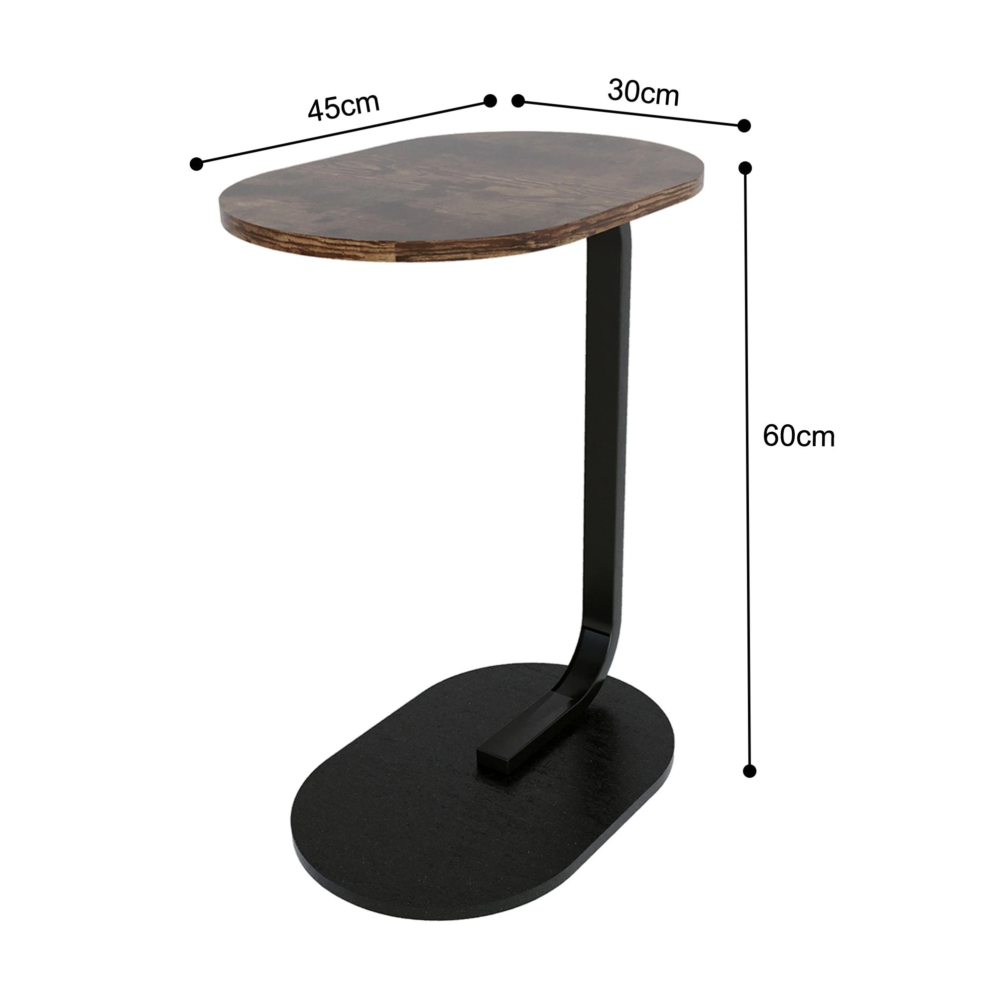 AnneFish C-Shaped Coffee Table, Sofa Side End Tabl...