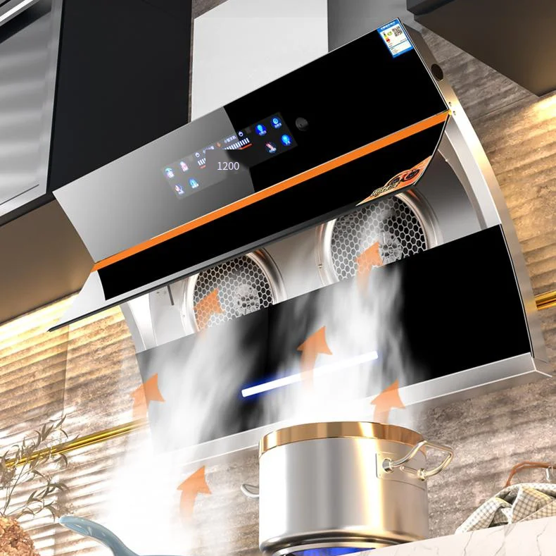 Kitchen Hood Range Kitchen Chimney Body Touch Large Screen Exhaust Fan Major Appliances Island Chimeneas Cooking Motor Smart 3