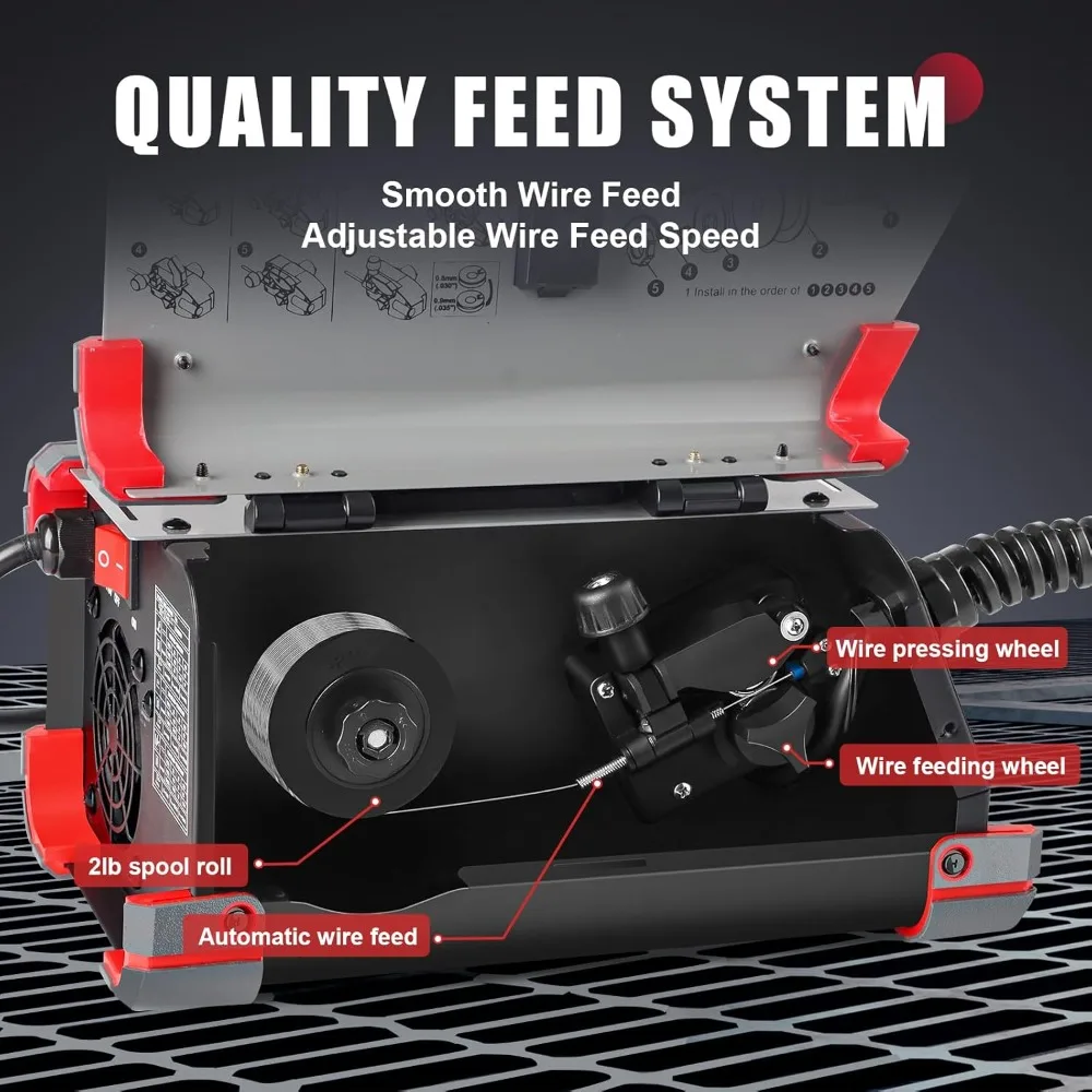 140Amp MIG Welder Flux Core , Welder Machine 110V with Synergy IGBT Inverter, Portable Gasless Welder Equipment 5