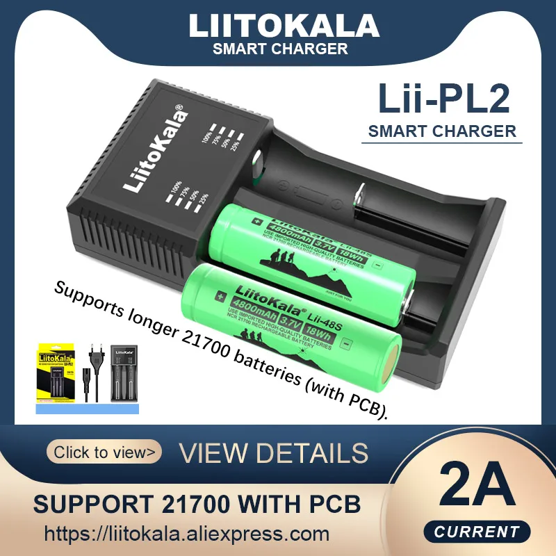 LiitoKala Lii-PL2 리튬 배터리 충전기, PCB 21700, 3.7V 26650 18650 22650 14500 18350 20700 1.2V AA AAA NiMH 배터리