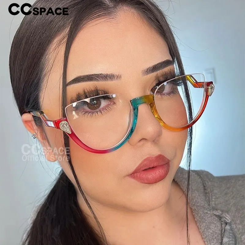 45159 Semi-Rimless Cat Eye Anti Blue Women Glasses Frame Crystal Diamonds EyeGlasses Frames Fashion Lady Eyewear Anti Blue Light Glasses Eyeglasses Frames Eyewear Frames Women Glasses Fashion Eyeglasses