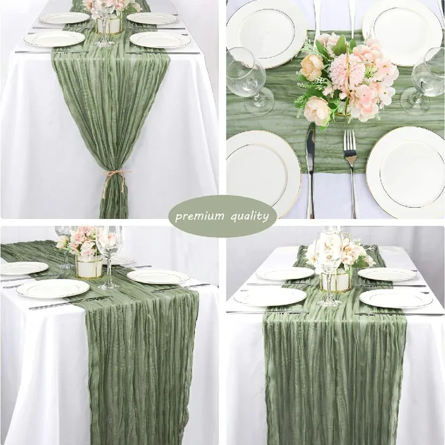 Chemin de Table en gaze style Boho, 10 pièces, 40x270cm, chemin de Table romantique pour mariage, réception nuptiale, fête d'anniversaire 6