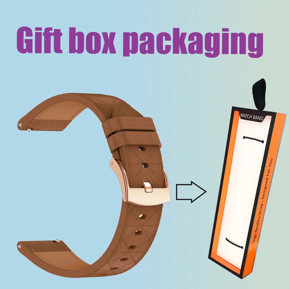 Premium PU Leather Smart Watch Strap Wristband, 18-20mm