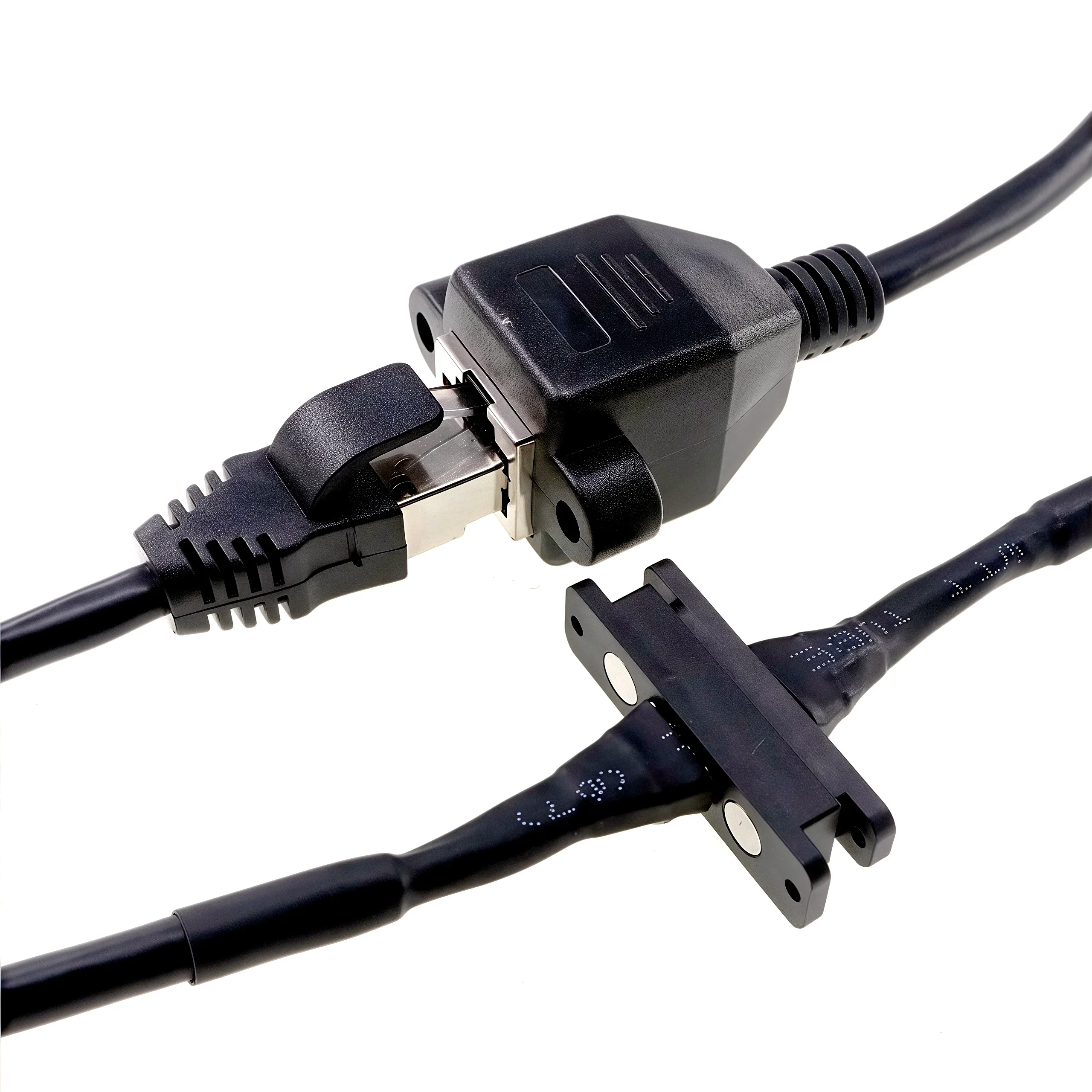 Magnetic Shielded Dual Row Pogo Pin Connector with Twisted-Pair RJ45 Cat5 Wires