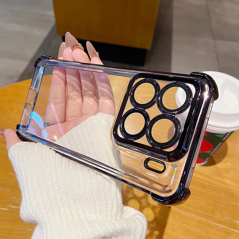Clear Plating Soft Silicone Shockproof Phone Case with Full Lens Film Protection