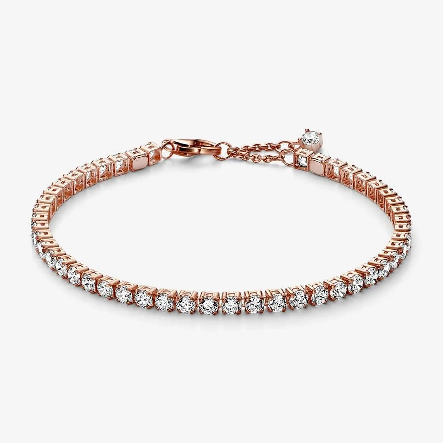

2023 New Style Rose Gold Crystal Sparkling Tennis Bracelet Zircon For Women's Daily Wear Popular Jewelry